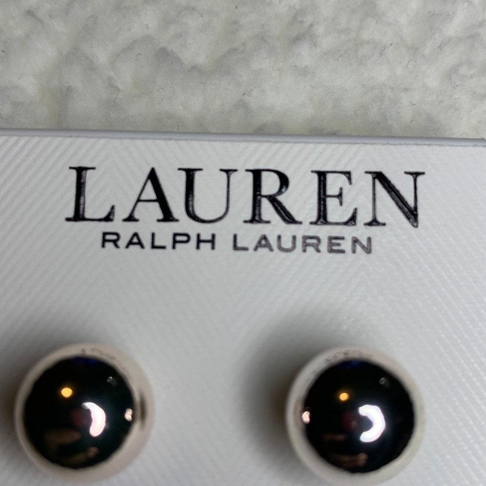 Lauren Ralph Lauren Silver Tone Sphere Earrings - Picture 2 of 3